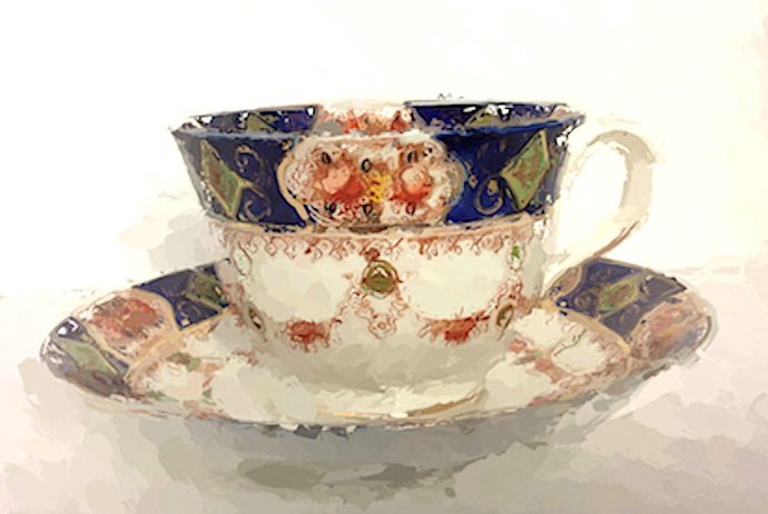 Navy teacup by Joan Currie